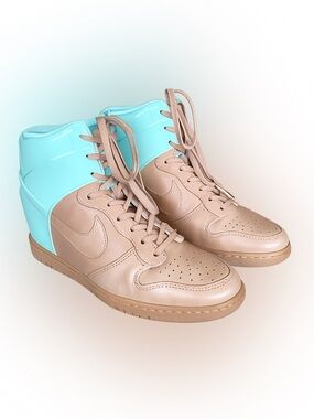 NIKE DUNK Sky HI VT QS Wedge Vachetta Tan Leather & Artic Green Patent Leather